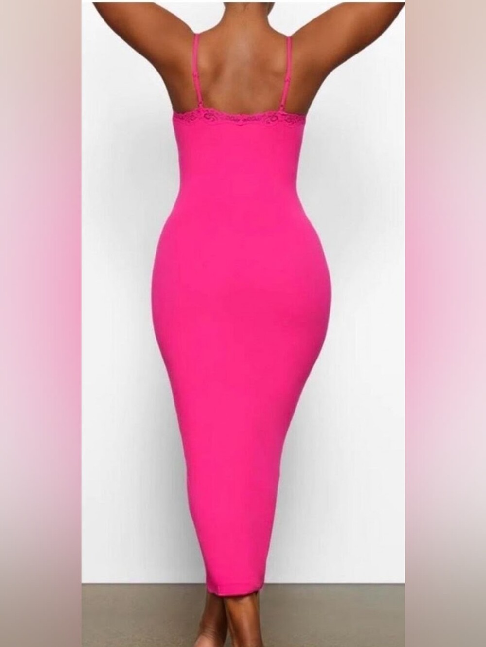 Skims Neon Rose 'Fits Everybody Lace Bodycon Maxi Dress - Picture 4 of 6